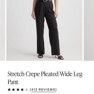 Quince Stretch Crepe Pleated Wide Leg Pant - Black Size 8